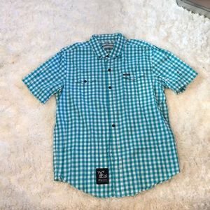 LRG gingham button down short sleeve